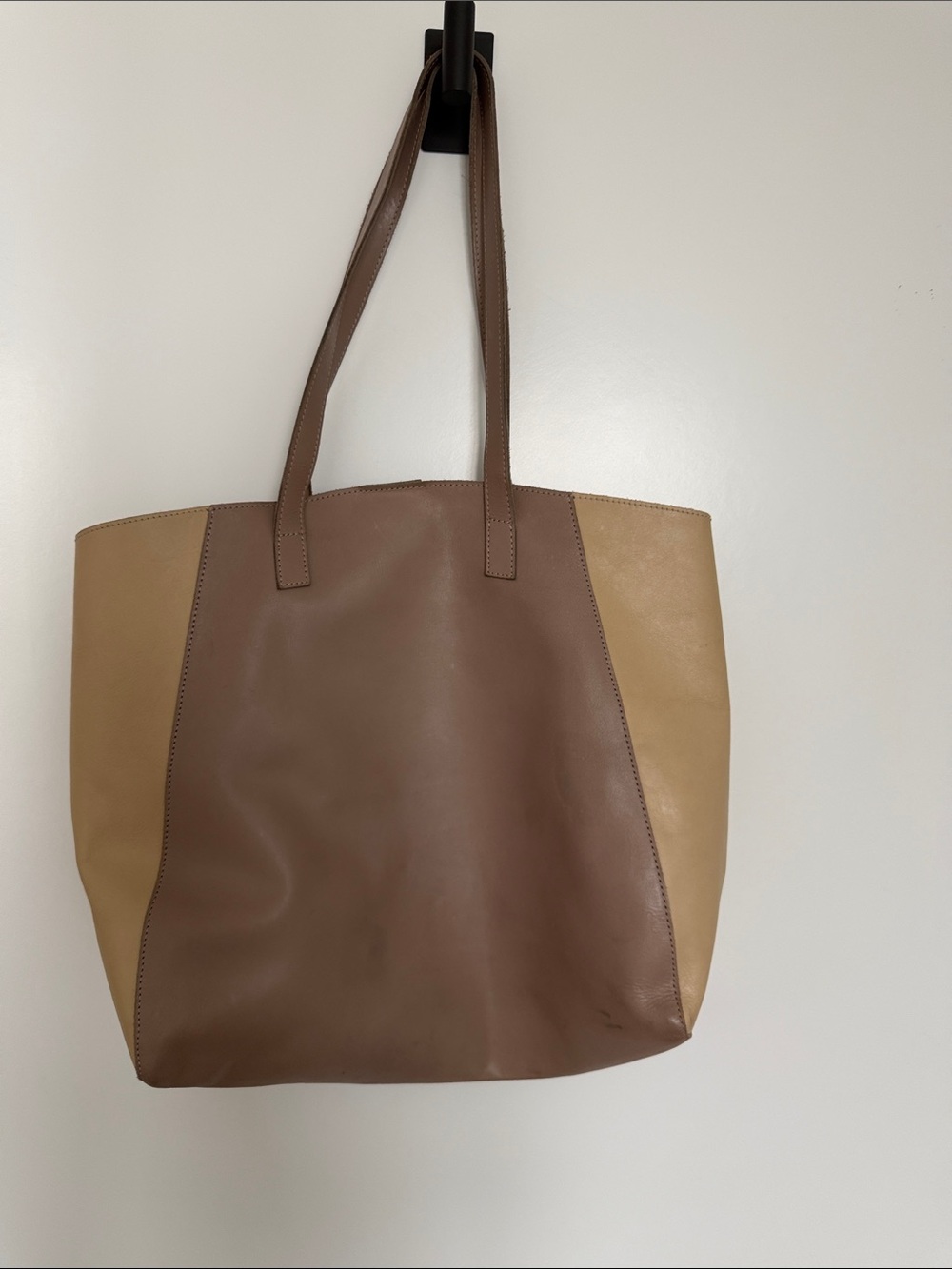 Able Two-Tone Brown and Tan Leather Tote